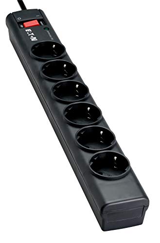 Eaton/Protection Strip 6 DIN - 68583 - Regleta de protección contra sobretensiones, 6 tomas DIN de salida, negro