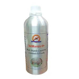 VetMantra H+ 1 LTR (ALLUMINIUM PACKING), Veterinary Vitamin H, Vitamin H for Cow, Buffalo, Poultry, Goat, Sheep, Horse, Dog, Cat, Cattle, Farm Animals, Liquid Veterinary feed supplement, Multivitamin for livestock