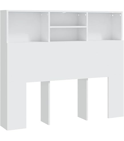 Tidyard Hoofdeinde met container, hoofdeinde met witte boekenkast, 160 x 18,5 x 104,5 cm