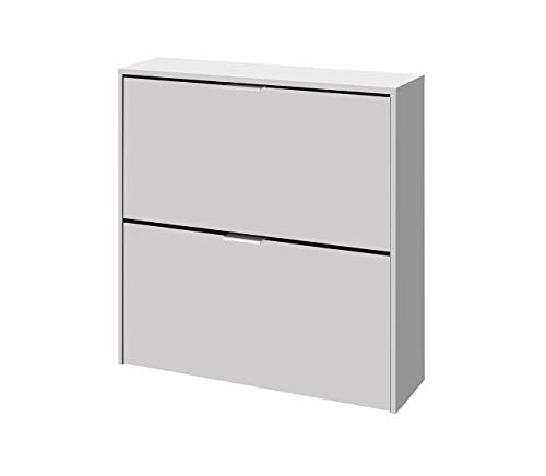 Habitdesign 007873O Schuhschrank, 2 Türen, schmale Oberfläche, 76 x 75 x 22 cm, Weiß