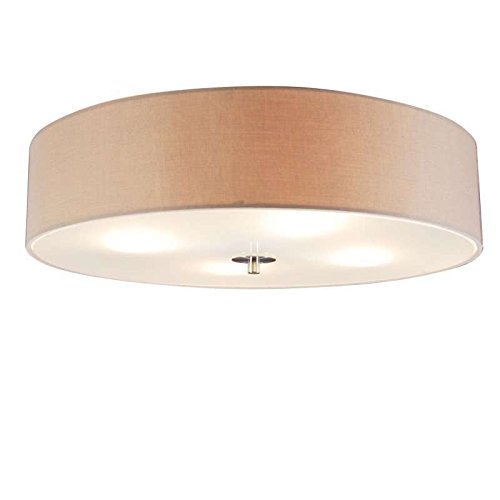 QAZQA Moderno Plafón DRUM 50 redondo beige Vidrio/Textil/Acero Redonda Adecuado para LED Max. 4 x Watt