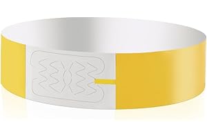 Vicloon Pulseras para eventos, 100 pulseras de festival, pulseras de papel impermeables de 19 x 255 mm, pulseras de entrada para control y seguridad en eventos y fiestas (amarillo)