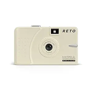 RETO Ultra Wide and Slim 35mm Reusable Daylight Film Camera - 22mm Wide Lens, Focus Free, Light Weight, Easy to Use (Cream)