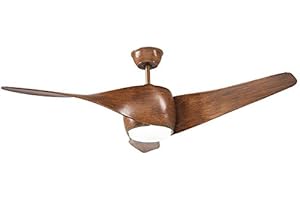 LEDUNI Ventilador de Techo con Luz LED con Mando a Distancia 3 aspas 3 velocidades 3 Color de Luz Blanca/Neutra/Cálida 1270mm de Diametro De Metral y ABS Color Madera
