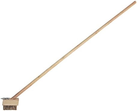 Jardinion Grout brush, garden brush, tile brush, metal, precious wood handle, professional garden tool outdoor plants Lightbrown ST