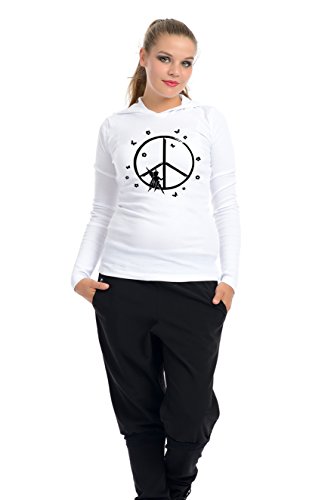 Peace Hoodie T-Shirt Woman Long Sleeve printed Fairy by 3Elfen, Girls Longsleeve Hoodie - Hippie Yoga Clothing - white black M steampunk buy now online Peace Hoodie T-Shirt Woman Long Sleeve printed Fairy by 3Elfen, Girls Longsleeve Hoodie - Hippie Yoga Clothing - white black M steampunk buy now online