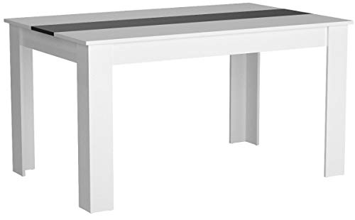 IDMarket - Table à Manger Georgia 6 Personnes Blanche et Grise 140 cm