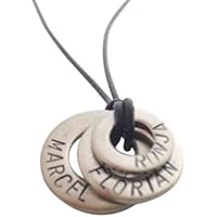 AKTION: Leder-Kette, Namenskette, mit drei Edelstahl-Anhängern, Wunschbeschriftung und Farbwahl. Einzigartiges Unikat!