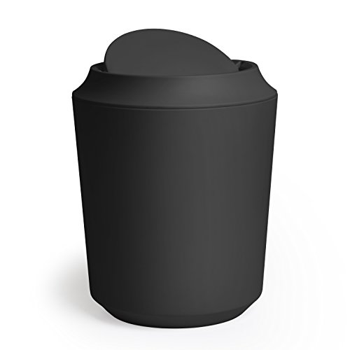 Umbra 1005487-040 Kera Waste Can, Bamülleimer mit Schwingdeckel aus Kunststoff, Schwarz - 2
