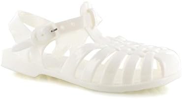 KIDS BABY BABIES CHILDRENS TODDLER INFANT GIRLS CUTE RETRO JELLY SUMMER BEACH HOLIDAY WHITE PATENT PINK CLEAR BLACK GLITTER SHOE SANDALS (EU 35 / UK 2.5, WHITE)