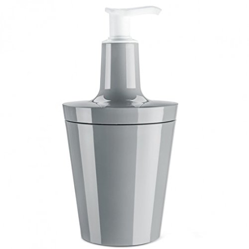 koziol Seifenspender 250 ml Flow, Kunststoff, solid cool grey, 8.80 x 8.80 x 17.7 cm
