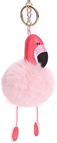 Cute Fluffy Flamingo Pendant Key - Vic Group VC027 Chain Keyring Handbag Car Decoration Gift