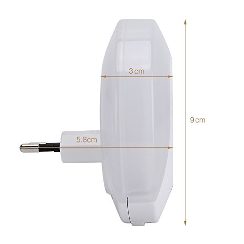 KYG LED Nachtlicht Mit Steckdose Dual USB Ladegerät Steckdosenlicht Sensor LED-Lampe für Flur Bad Schlafzimmer Wohnzimmer Küche Warmweiß - 3