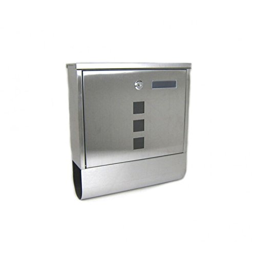 Preisvergleich Produktbild Briefkasten aus Edelstahl mit Sichtfenster und Zeitungsrolle Modell 2210