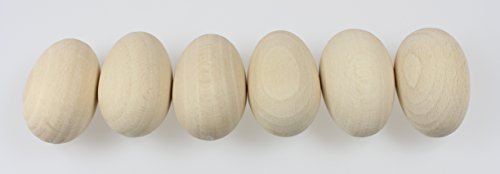 Handgefertigt Buche Holz Eier, Natural Beech Wood, 6x4cm |2.4″x1.6″ - 6