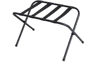 Mabel Home Metal Foldable Luggage Rack, Suitcase Stand with Nylon Straps, 5 Models & 3 Colour, For Hotel, Bedroom, Guest Room, Closet (500 Black)