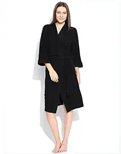 SAND DUNE Sanddune Unisex Bathrobe Black (Pack of 1)