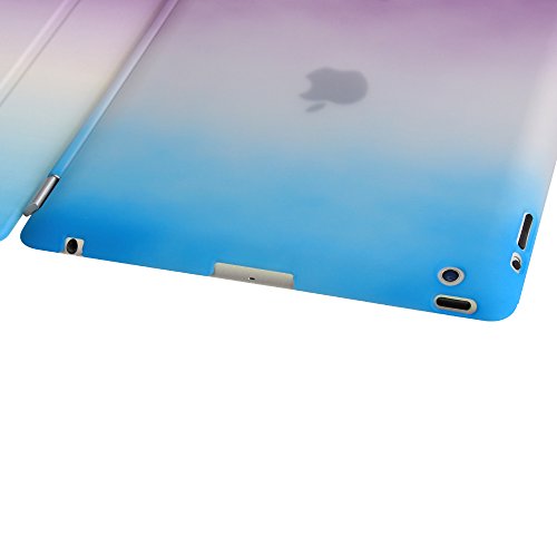 iPad 2 iPad 3 iPad 4 Hülle, DEENOR Rainbow Colour Series Smart Cover Transparent Back Cover Ultra Slim Light Weight Auto aufwachen / Schlaf Funktion Schutzhülle Hülle für Apple iPad 2 iPad 3 iPad 4. (Sky blue and Purple) - 9