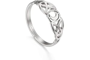 Amaxer Bague Femme Argent/Or/Or Rose en Acier Inoxydable Bague Lune Celtique Irlandaise Réglable