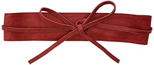 Pieces NOS Pcvibs Leather Tie Waist Belt Noos Cinturón, Rojo Redwood, 95 (Talla del fabricante: 80) para Mujer