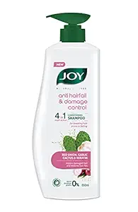 Joy Natural Actives Anti Hairfall & Damage Control 4-in-1 Multi Action Conditioning Shampoo With Hydrolysed Keratin, Cactus, Red Onion & Garlic extracts | Anti Hair Fall Shampoo, Paraben Free | 650 ml