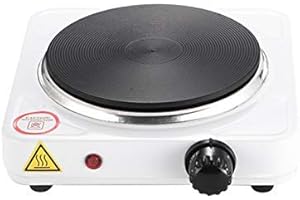 ‎JAGO Jago® Kochplatten - Elektrisch, 1000 W, Einzeln, für Küche, Büro oder Camping, Überhitzungsschutz, 5 Temperaturstufen, Gusseisen, Stahl, Weiß - Kochfeld, Einzelkochplatte, Herdplatte