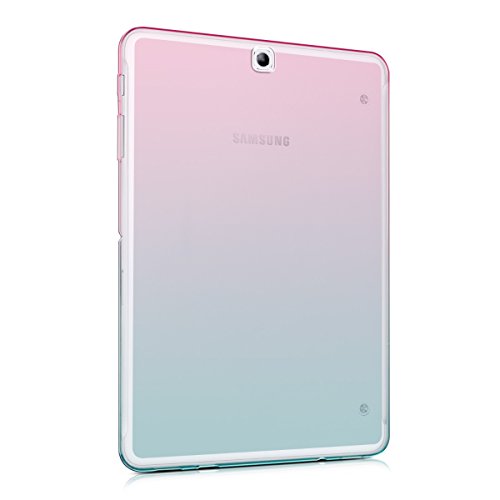 kwmobile Hülle für Samsung Galaxy Tab S2 9.7 T810N/T813N/T815N/T819N – Case Handy Schutzhülle TPU Silikon für Tablet – Backcover Cover klar Pink Blau Transparent - 4