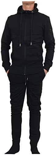 King Kouture Mens Skinny Ottoman Gaint Hoded Tracksuit Black XL