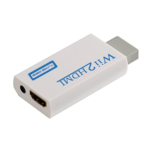 Wii zu HDMI Adapter Konsolen Adapter Wii Converter HDMI mit Audio über HDMI und extra 3,5mm Buchse für Audioausgang Wii HDMI Konverter , Wii Adapter für TV Monitor Beamer Fernseher , Geräte mit HDMI Anschluß , variable Auflösung 720p oder 1080p , Wii2HDMI Stick Adapter Konverter - 3