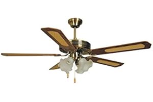 VINC0 Agitatore/Ventilatore da soffitto con 5 pale in legno noce scuro 4 lampade Vinco - 70900