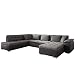 Produktbild HH FURNITURE Furnihaus Alma, Ecksofa,Eckcouch, U-Sofa, Wohnlandschaft - Modulsofa Materialmix Kunstleder-Struktur, schwarz/grau, Schenkelmaß (345 x 83 x 156 cm) Rechts - Links (Links)