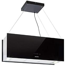 Klarstein Kronleuchter XL - Hotte aspirante en îlot, 9 cm, 590 m³/h aspiration, Tactile LED, Filtre à graisse en aluminium lavable, Peu encombrant, Noir