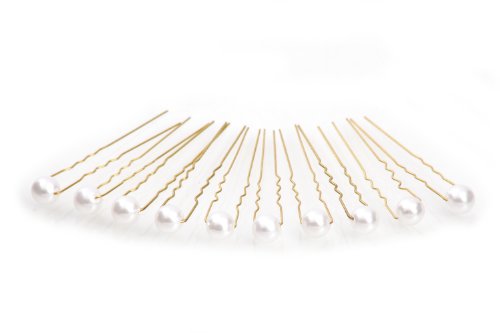 10 x Perlen Haarnadeln – Brauthaarschmuck, Haarschmuck, Perlenhaarnadel | 10PG-Weiß - 2