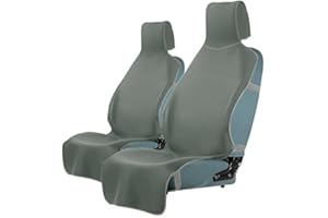 SECELES 2Pcs Housse de Siège de Voiture Imperméable Extensible avec 3 Sangles à Boucle, Housse de Protection Universelle de néoprène, Lavable, antidérapant et Anti-Taches, pour SUV Dog et Enfant (Gris-Vert)