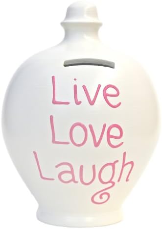 Terramundi Money Pot Cream with Pink Live Laugh Love S133