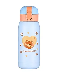 FunBlast Stainless Steel Water Bottle for Kids ? Cartoon Print Hot and Cold Beverages, Leak Proof Double Walled Insulated Vacuum Thermos Flask, BPA Free (330 ML)