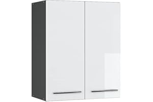 Vicco Wall cabinet Fame-Line, White High Gloss/Anthracite, 60 cm