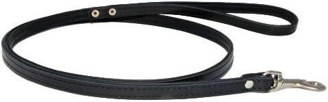BLACK Real SOFT LEATHER DOG LEADS BLACK PADDED Handmade 47" long (1.2cm wide/120cm long)