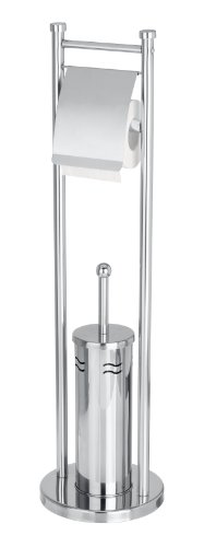 WENKO 21345100 Stand WC-Garnitur Matino - mit innovativer WC-Bürste, Edelstahl rostfrei, 20 x 76 x 20 cm, Glänzend