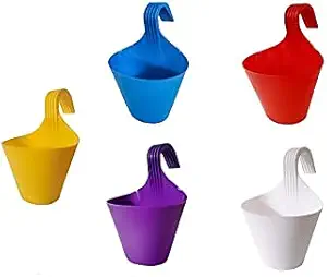 Jai Kisan Plastic Hanging Planters, Multicolour, LxB- 29 x 22 cm, 5 Pieces