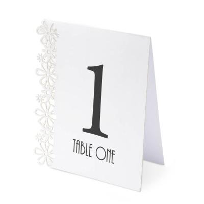 Luxus Hochzeit Tisch Zahlen 1–15 weiß Laser Flower Design