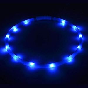 MARSIGNAL Collar de Perro con luz LED Marsignia para Mascotas, Recargable por USB, Collar de Seguridad para Mascotas, Resistente al Agua, Intermitente, Color Rosa
