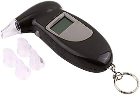 Alcohol Tester Detector LCD Display Digital Breath Analyzer Digital Alcohol Breath Tester Audible Alert Keychain Portable with 5 Mouthpieces and Keychain(Battery Not Included)