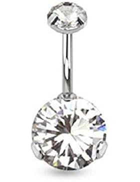 Paula & Fritz® Bauchnabelpiercing aus Edelstahl Chirurgenstahl 316L Zirkonia Set abnehmbar lila, blau, farblos...