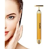 WEPTIX 24K Gold 2 In 1 Energy Beauty Bar Electric Vibration Facial Massage V Shape Roller Waterproof Face Skin Care T-Shaped 