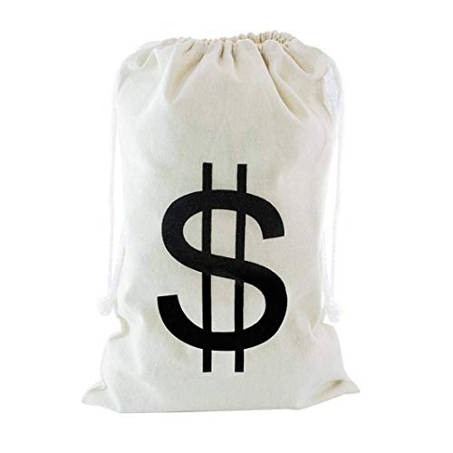 Preisvergleich Produktbild TINGSU Große Leinen-Geldbeutel mit Kordelzug und Dollarzeichen-Design