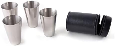 Large 4 Shot Cup Set in Black Leather Case