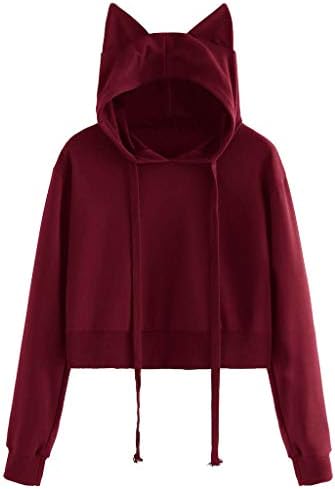 TIMEMEAN Sweatshirt Women Sweatshirt Ladies Womens Cat Long Sleeve Hoodie Sweatshirt Hooded Pullover Tops Blouse