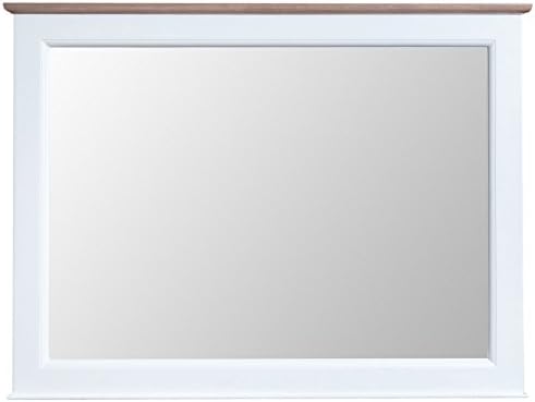 Norwich White Painted Rectangular Wall Mirror including Lime-wash Oak Finish 120 x 90cm | Large Wall/Mirror | Solid Wooden Framed