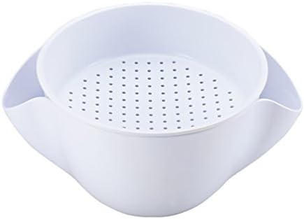 Uarter Dual-layer Draining Bowl Plastic Fruit Drainer Portable Vegetable Draining Basket Practical Snack Serving Bowls with Draining Basket, 8.3'' Diameter, White